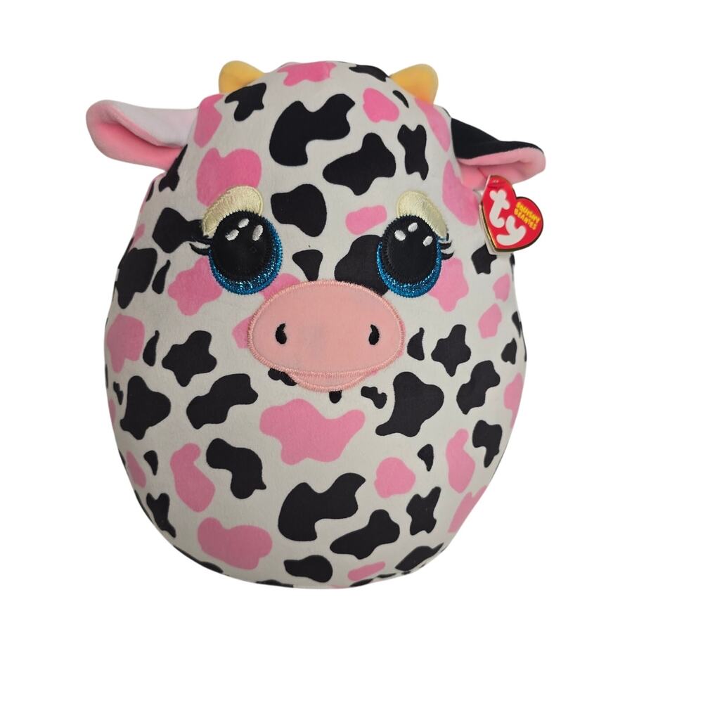 TY Squish-A-Boos Milkshake Cow Plush Stuffed Animal Pillow Niche Pink Cute Toy